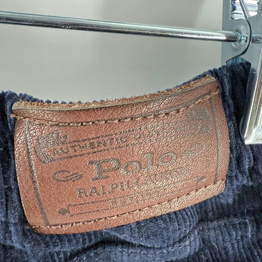 Vintage Polo Ralph Lauren Corduroy Pants Kids‎ 18M Navy Blue Logo Straight Leg
